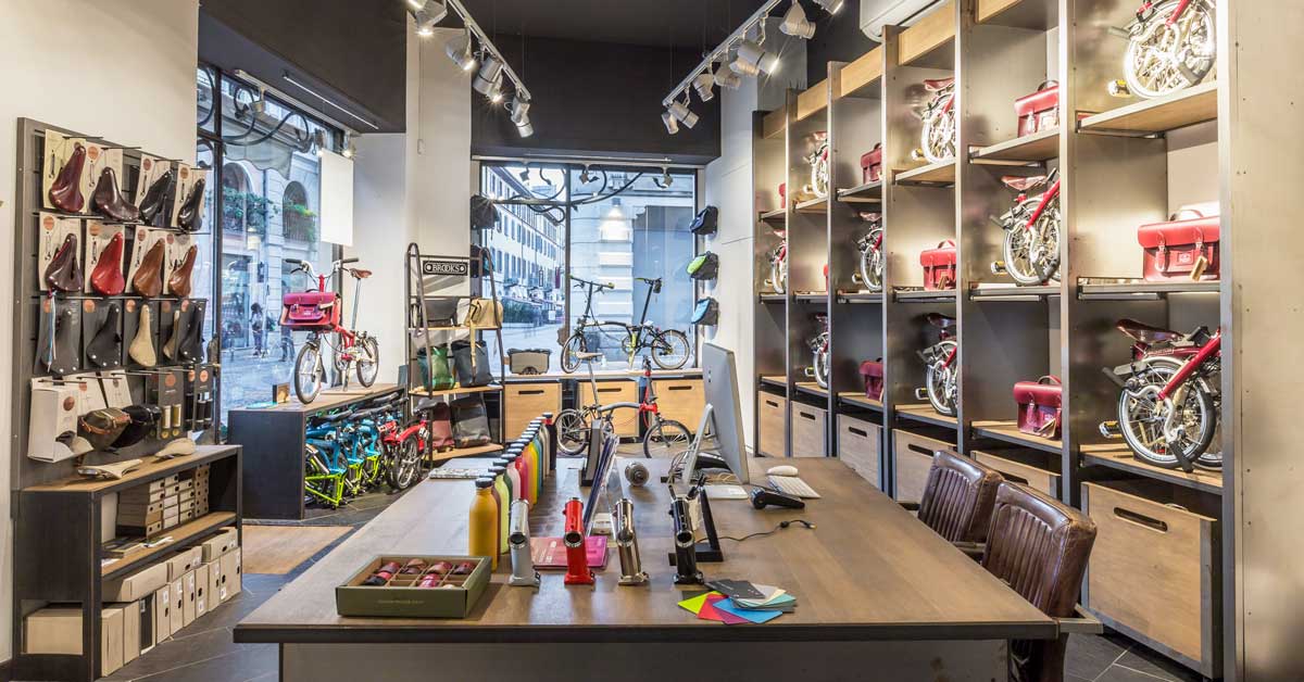 Cool, modern layout for the biggest bike shop in north italy