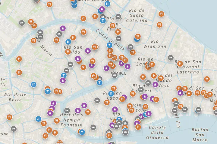 Map of central Venice with around me places
