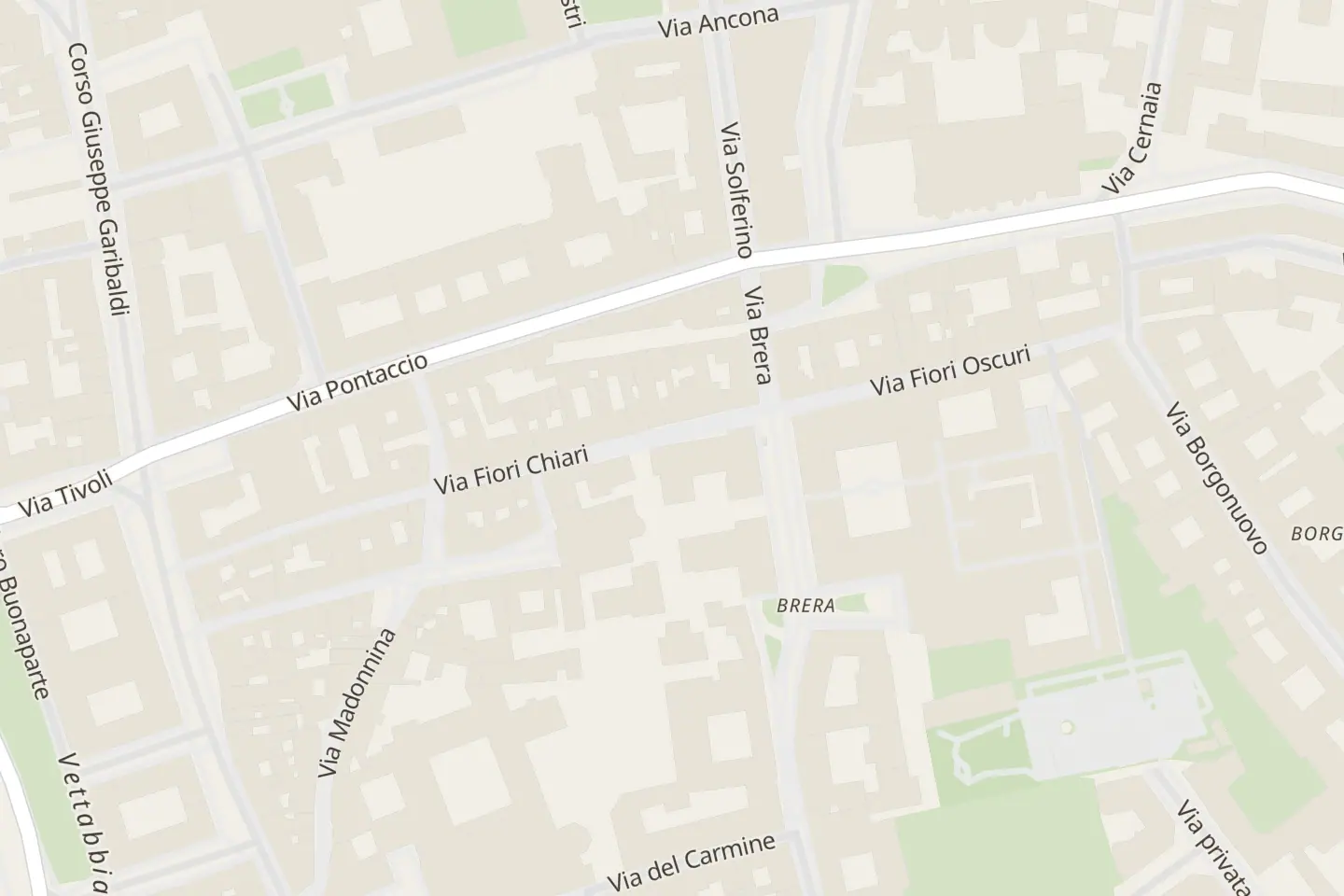Map: Via Fiori Chiari, 1A, 20121 Milano MI, Milano