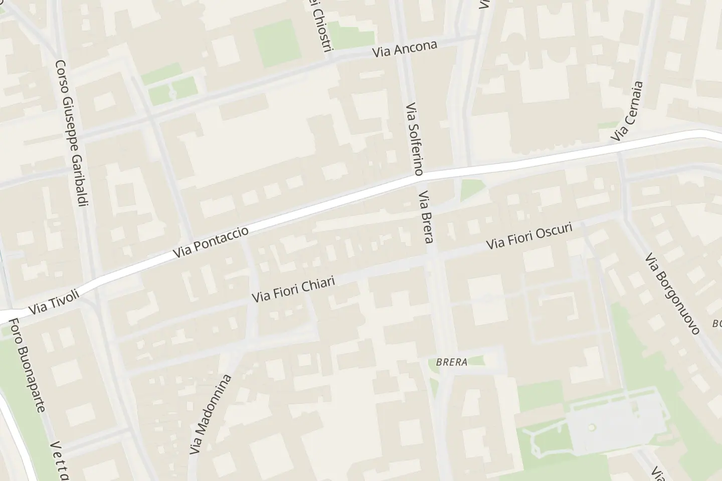 Map: Via Fiori Chiari, 14, Milano
